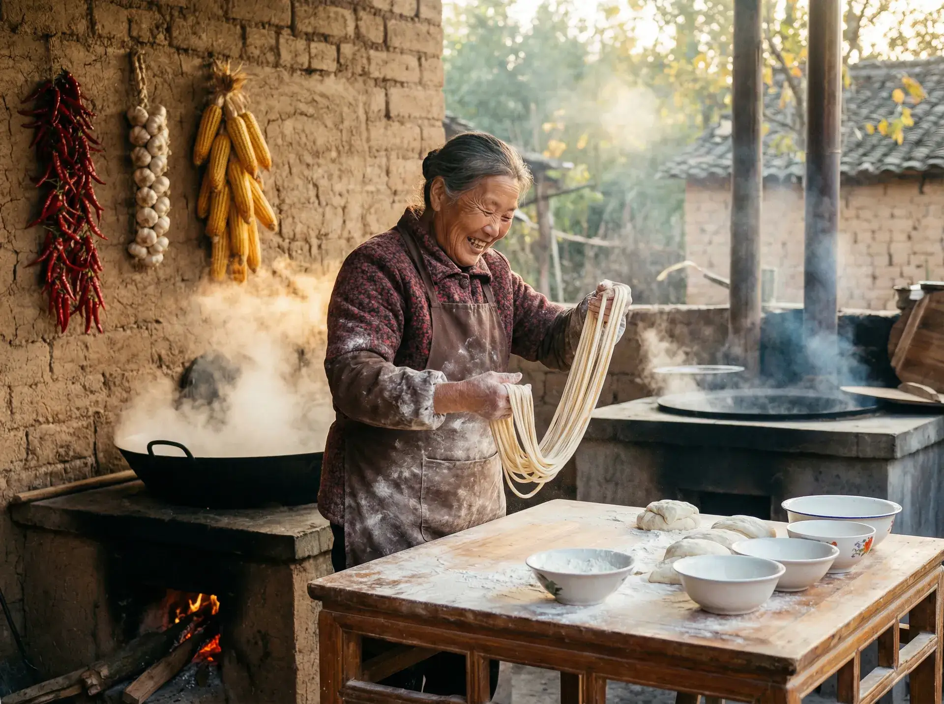 农家大嫂手擀面 - 短发女优 乡村美食